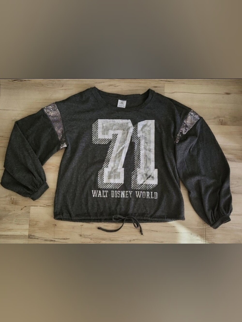 Disney Sequin Cropped Top Sweater Large